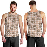 Brown Palaka Hawaii Men Tank Top Hawaiian Lehua Blossoms