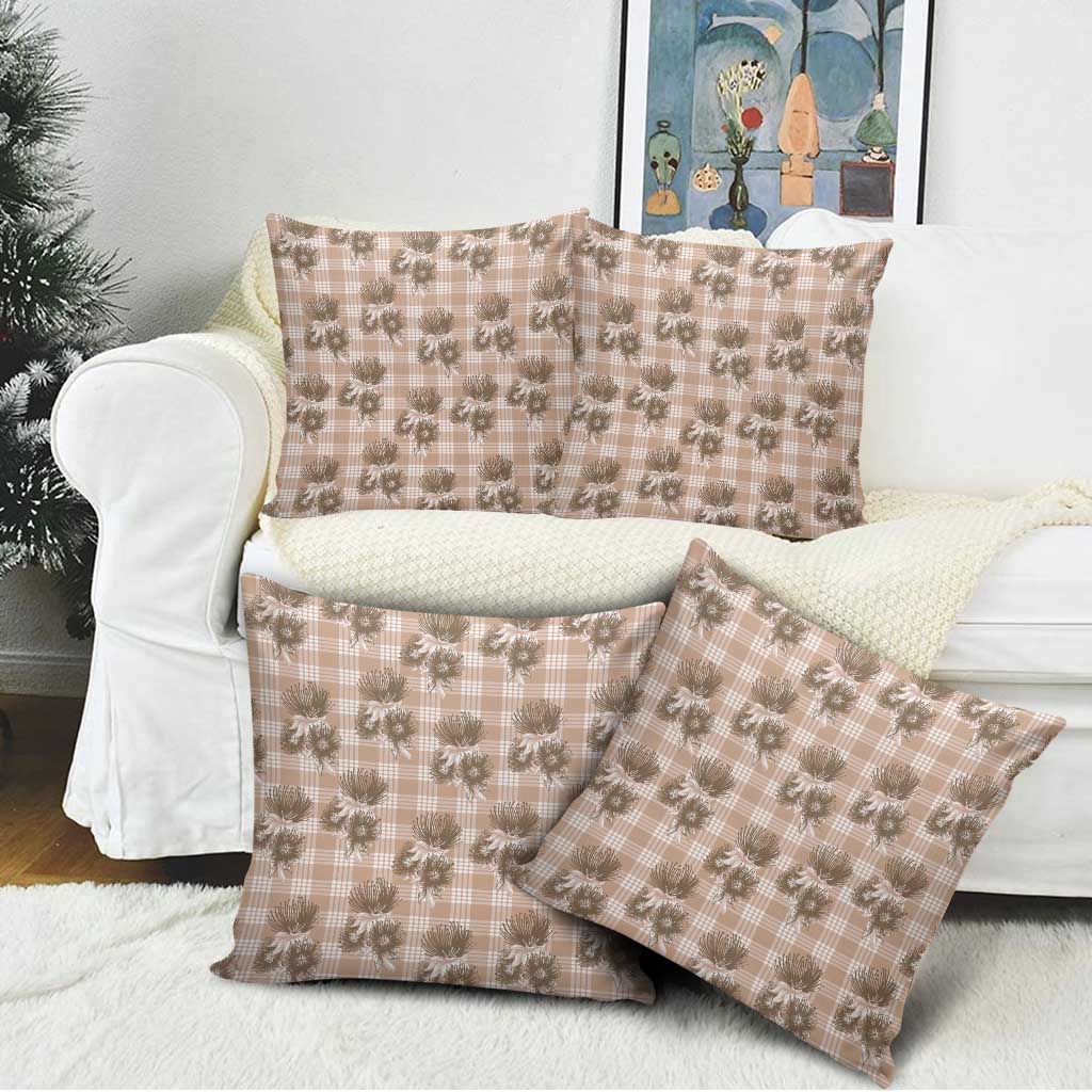 Brown Palaka Hawaii Pillow Cover Hawaiian Lehua Blossoms
