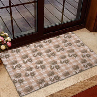 Brown Palaka Hawaii Rubber Doormat Hawaiian Lehua Blossoms