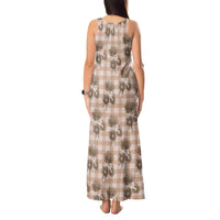 Brown Palaka Hawaii Tank Maxi Dress Hawaiian Lehua Blossoms LT05 - Polynesian Pride