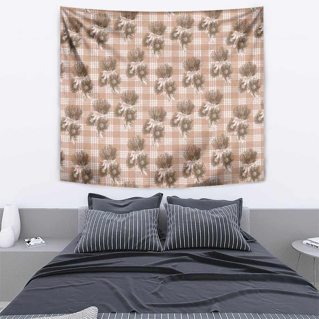 Brown Palaka Hawaii Tapestry Hawaiian Lehua Blossoms