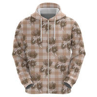 Brown Palaka Hawaii Zip Hoodie Hawaiian Lehua Blossoms