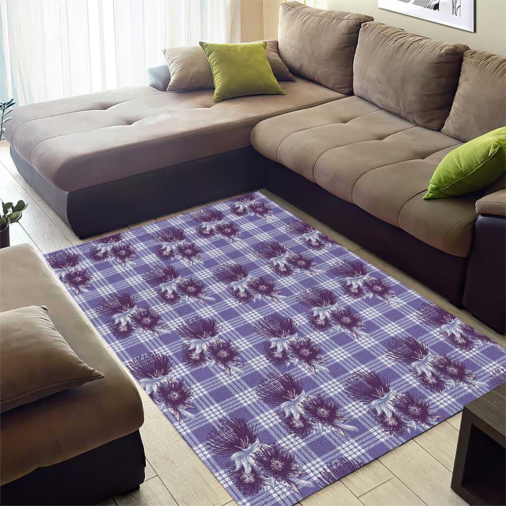 Purple Palaka Hawaii Area Rug Hawaiian Lehua Blossoms