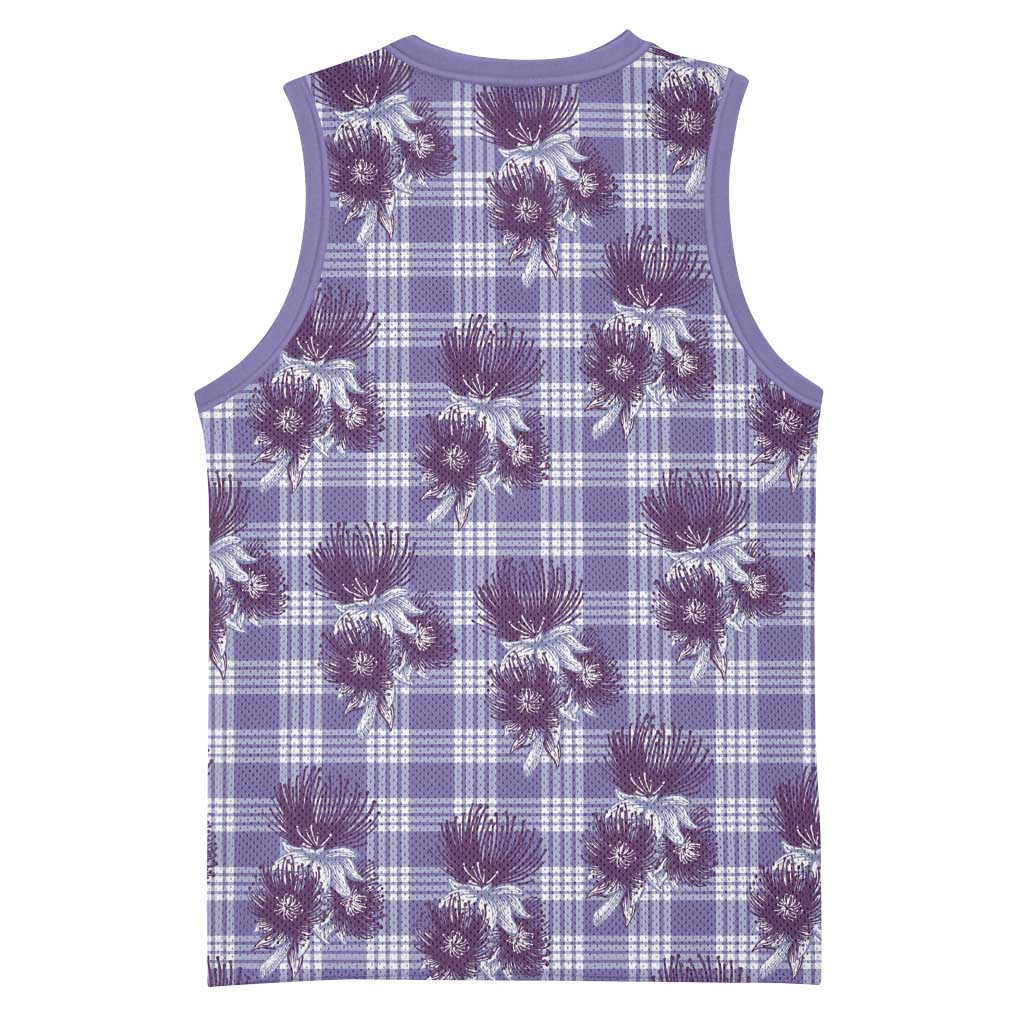 Purple Palaka Hawaii Basketball Jersey Hawaiian Lehua Blossoms