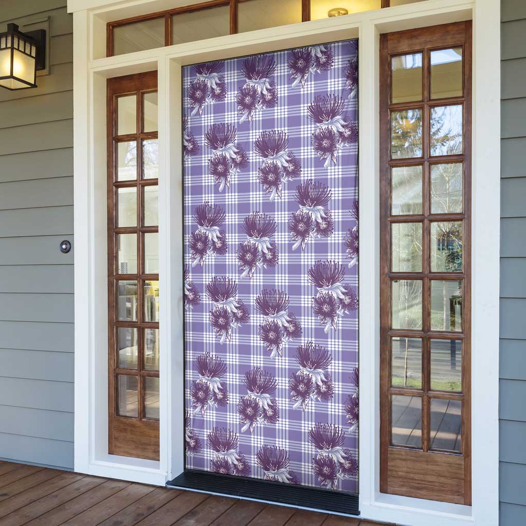 Purple Palaka Hawaii Door Cover Hawaiian Lehua Blossoms