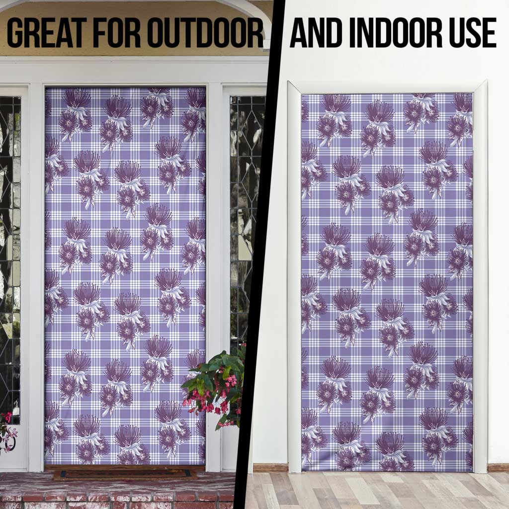 Purple Palaka Hawaii Door Cover Hawaiian Lehua Blossoms