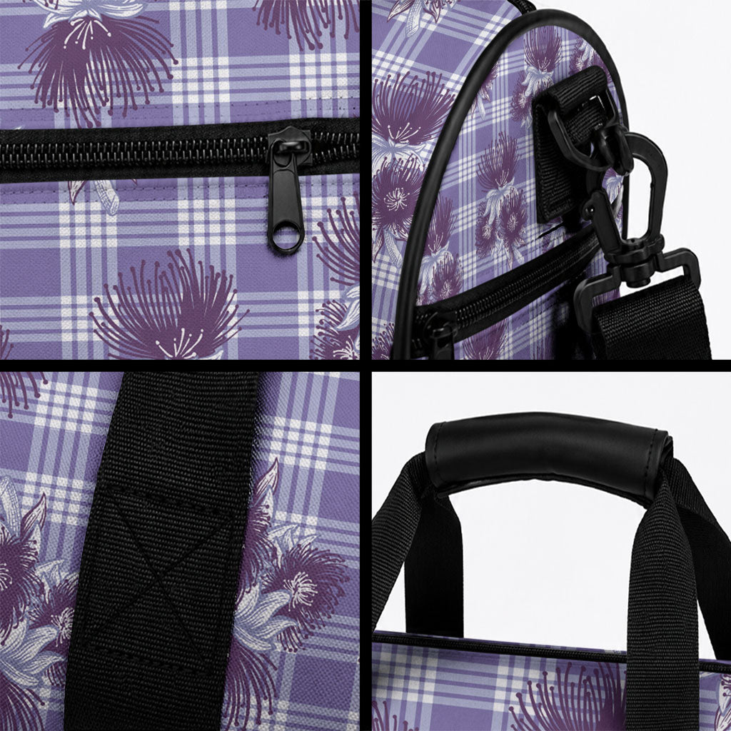 Purple Palaka Hawaii Duffle Bag Hawaiian Lehua Blossoms LT05 - Polynesian Pride