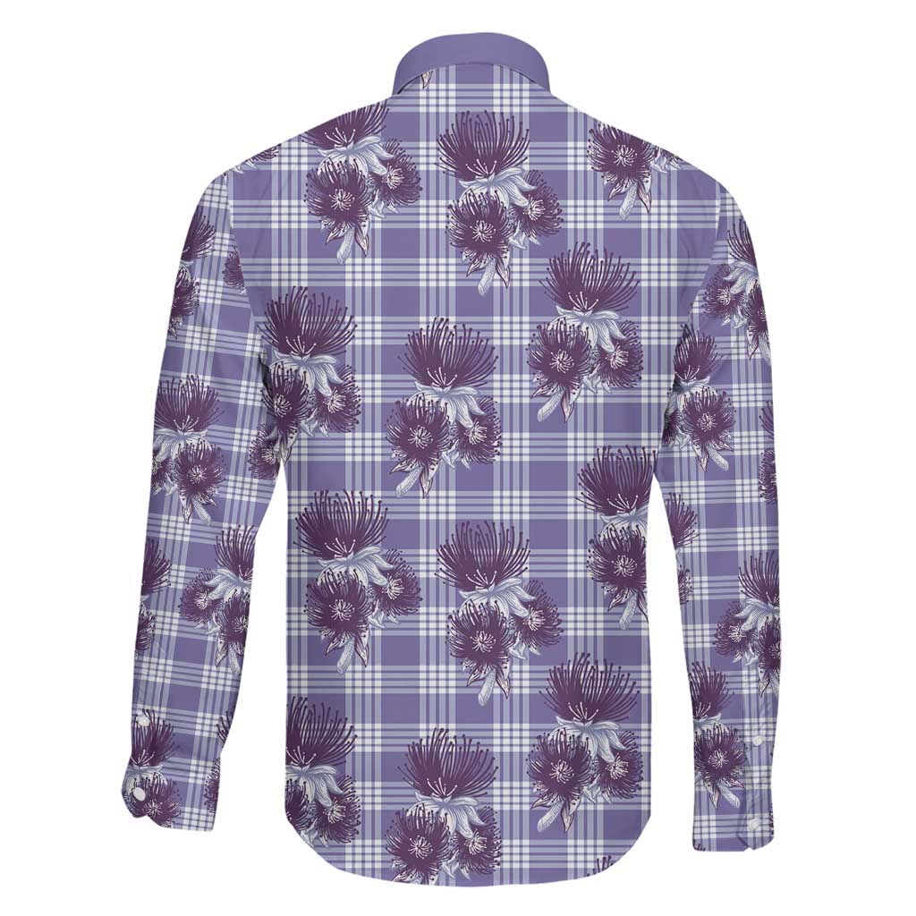 Purple Palaka Hawaii Family Matching Off Shoulder Maxi Dress and Hawaiian Shirt Hawaiian Lehua Blossoms LT05 - Polynesian Pride