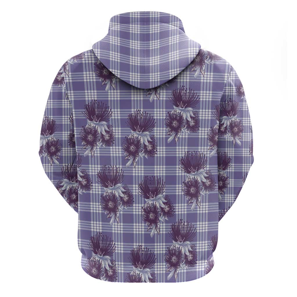 Purple Palaka Hawaii Hoodie Hawaiian Lehua Blossoms