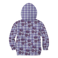 Purple Palaka Hawaii Kid Hoodie Hawaiian Lehua Blossoms