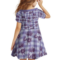 Purple Palaka Hawaii Kid Short Sleeve Dress Hawaiian Lehua Blossoms