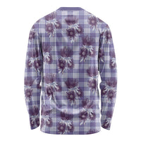 Purple Palaka Hawaii Long Sleeve Shirt Hawaiian Lehua Blossoms