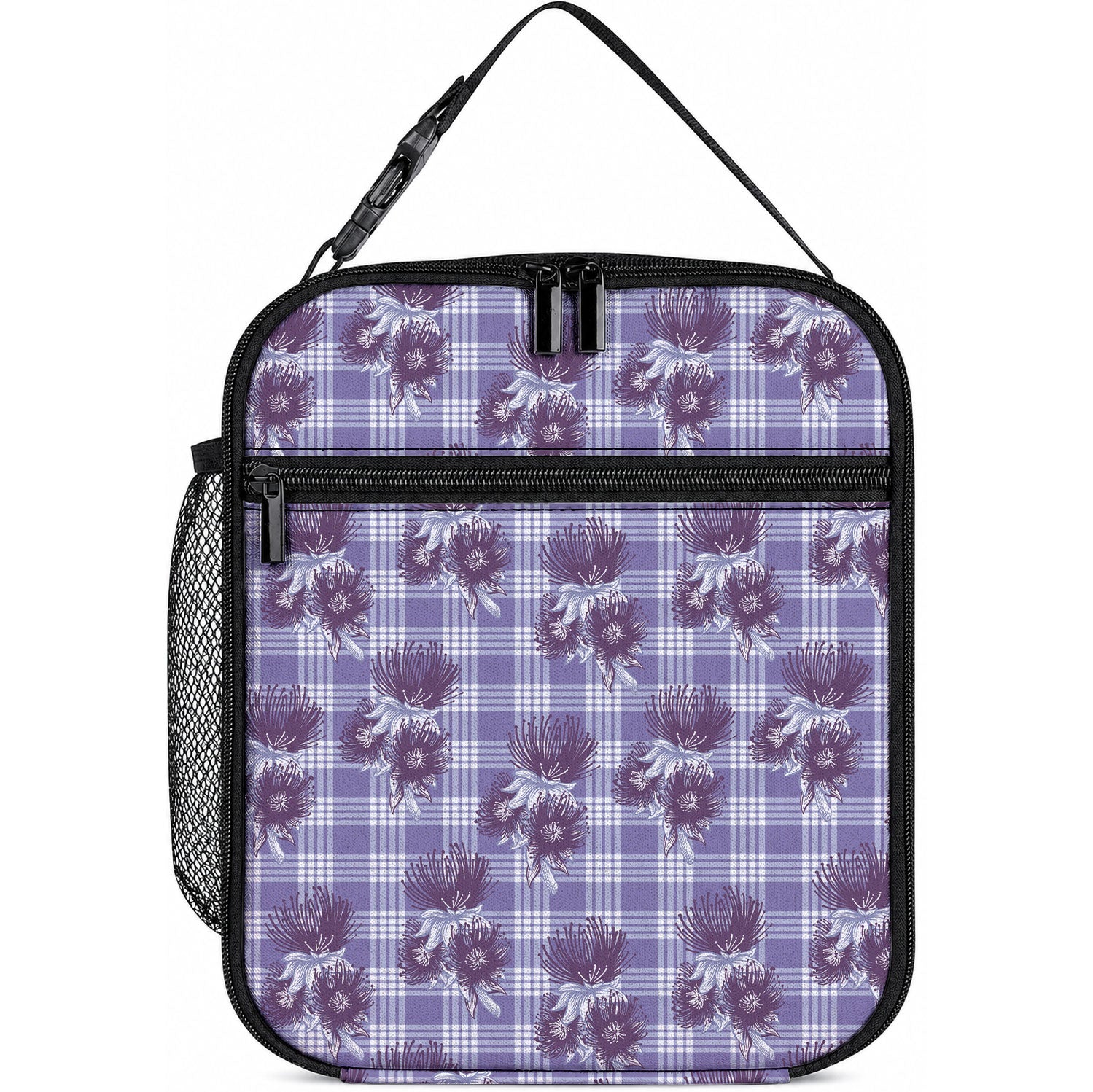 Purple Palaka Hawaii Lunch Bag Hawaiian Lehua Blossoms LT05 10.2 × 8.3 × 4.3 inch Purple - Polynesian Pride