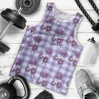 Purple Palaka Hawaii Men Tank Top Hawaiian Lehua Blossoms