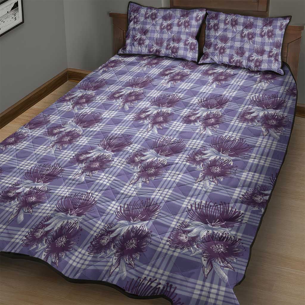 Purple Palaka Hawaii Quilt Bed Set Hawaiian Lehua Blossoms
