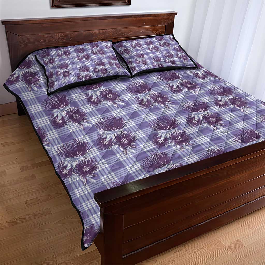 Purple Palaka Hawaii Quilt Bed Set Hawaiian Lehua Blossoms