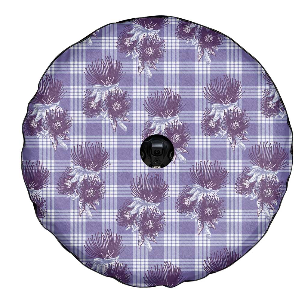 Purple Palaka Hawaii Spare Tire Cover Hawaiian Lehua Blossoms
