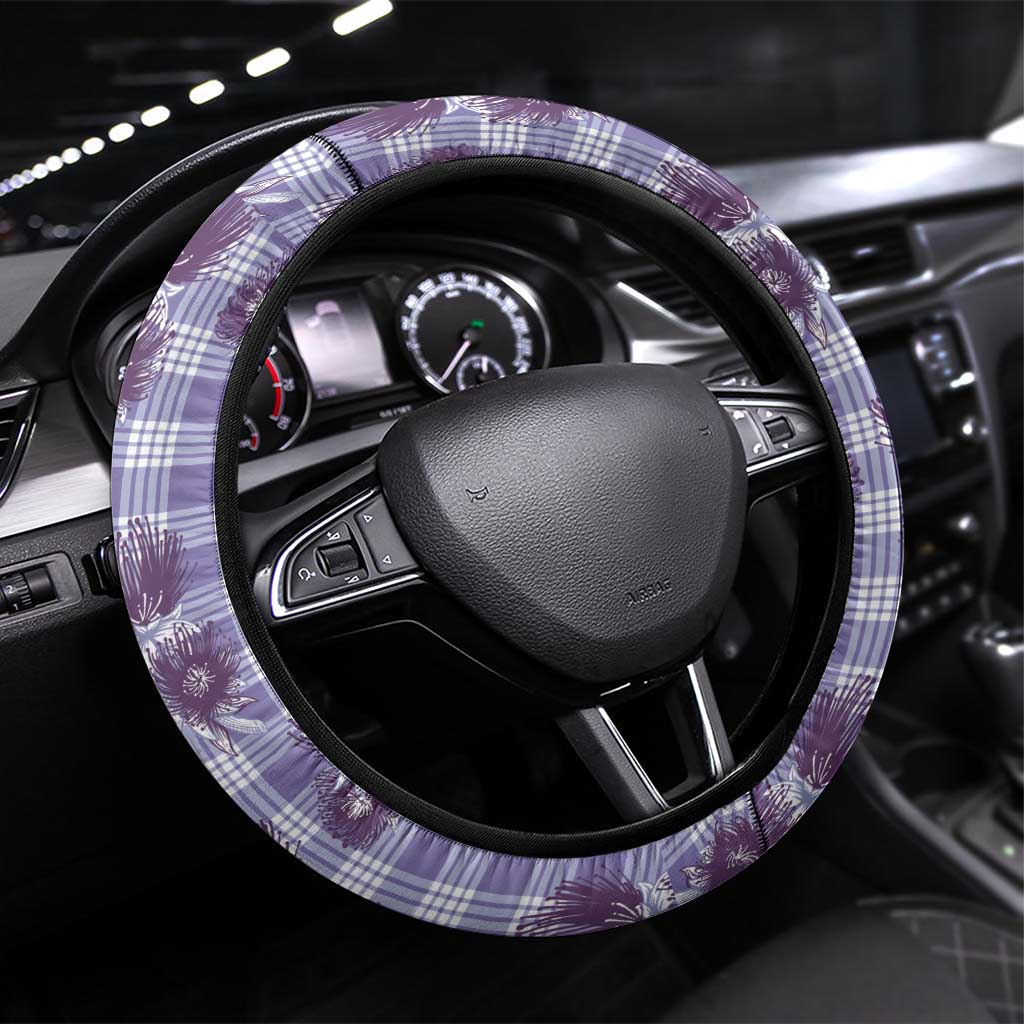 Purple Palaka Hawaii Steering Wheel Cover Hawaiian Lehua Blossoms