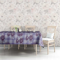 Purple Palaka Hawaii Tablecloth Hawaiian Lehua Blossoms