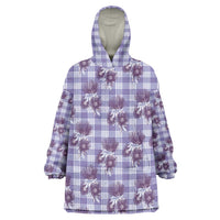 Purple Palaka Hawaii Wearable Blanket Hoodie Hawaiian Lehua Blossoms