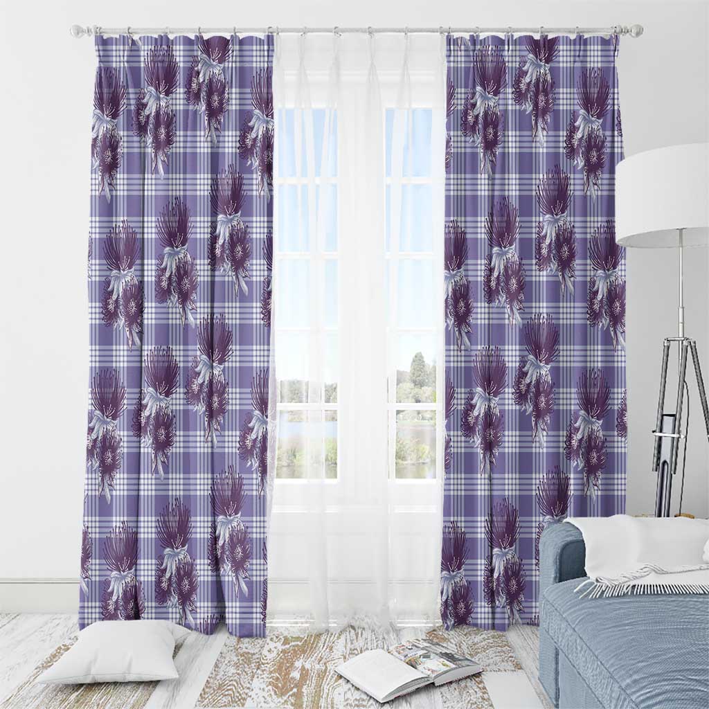 Purple Palaka Hawaii Window Curtain Hawaiian Lehua Blossoms