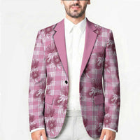Pink Palaka Hawaii Blazer Hawaiian Lehua Blossoms