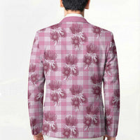 Pink Palaka Hawaii Blazer Hawaiian Lehua Blossoms