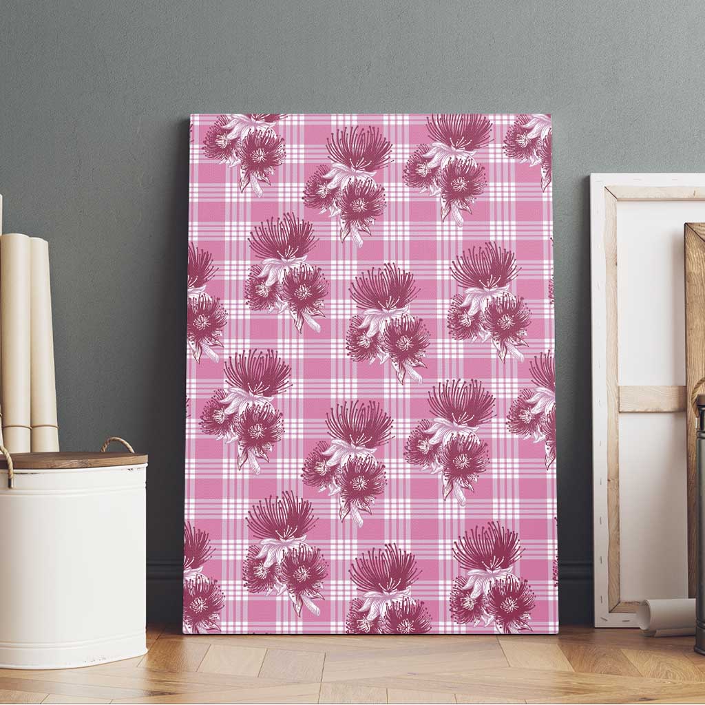 Pink Palaka Hawaii Canvas Wall Art Hawaiian Lehua Blossoms
