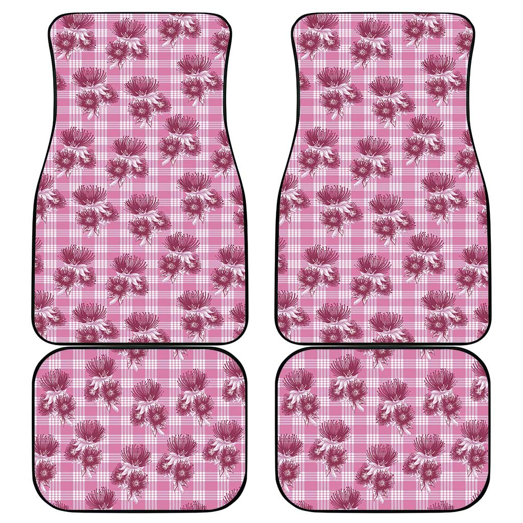 Pink Palaka Hawaii Car Mats Hawaiian Lehua Blossoms