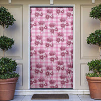 Pink Palaka Hawaii Door Cover Hawaiian Lehua Blossoms
