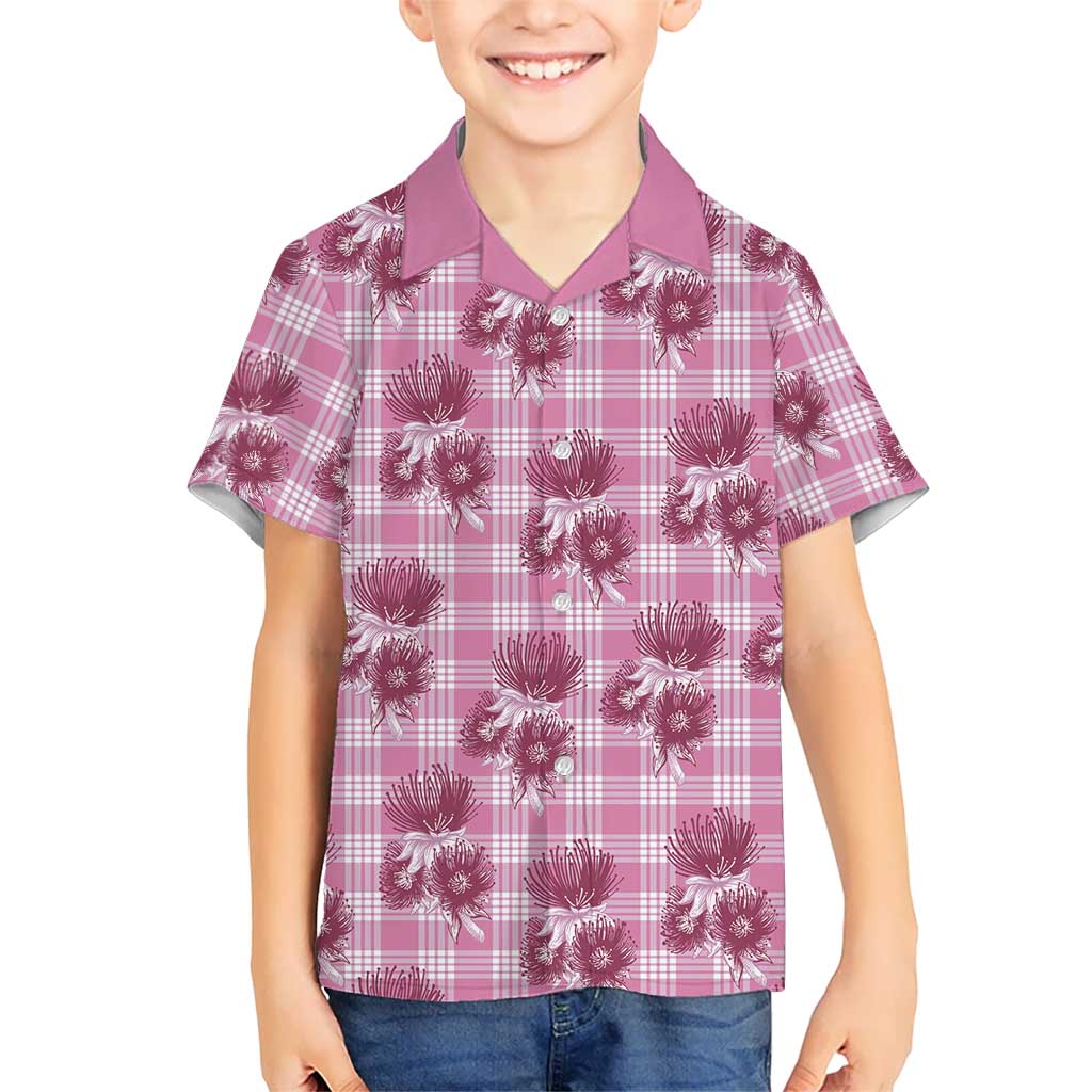 Pink Palaka Hawaii Family Matching Mermaid Dress and Hawaiian Shirt Hawaiian Lehua Blossoms LT05 Son's Shirt Pink - Polynesian Pride