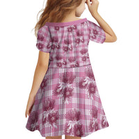 Pink Palaka Hawaii Family Matching Off Shoulder Short Dress and Hawaiian Shirt Hawaiian Lehua Blossoms LT05 - Polynesian Pride