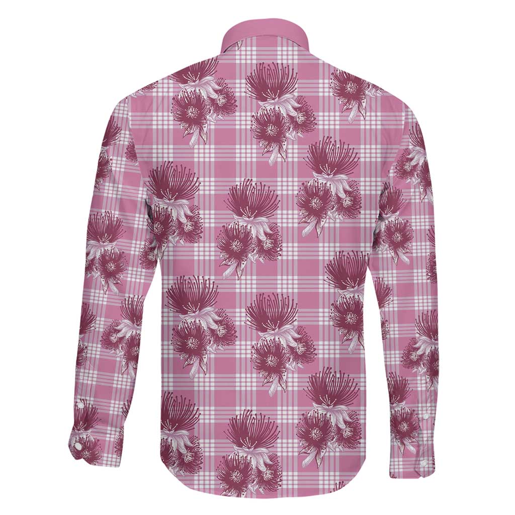 Pink Palaka Hawaii Family Matching Off Shoulder Short Dress and Hawaiian Shirt Hawaiian Lehua Blossoms LT05 - Polynesian Pride