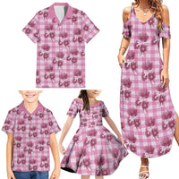 Pink Palaka Hawaii Family Matching Summer Maxi Dress and Hawaiian Shirt Hawaiian Lehua Blossoms LT05 - Polynesian Pride