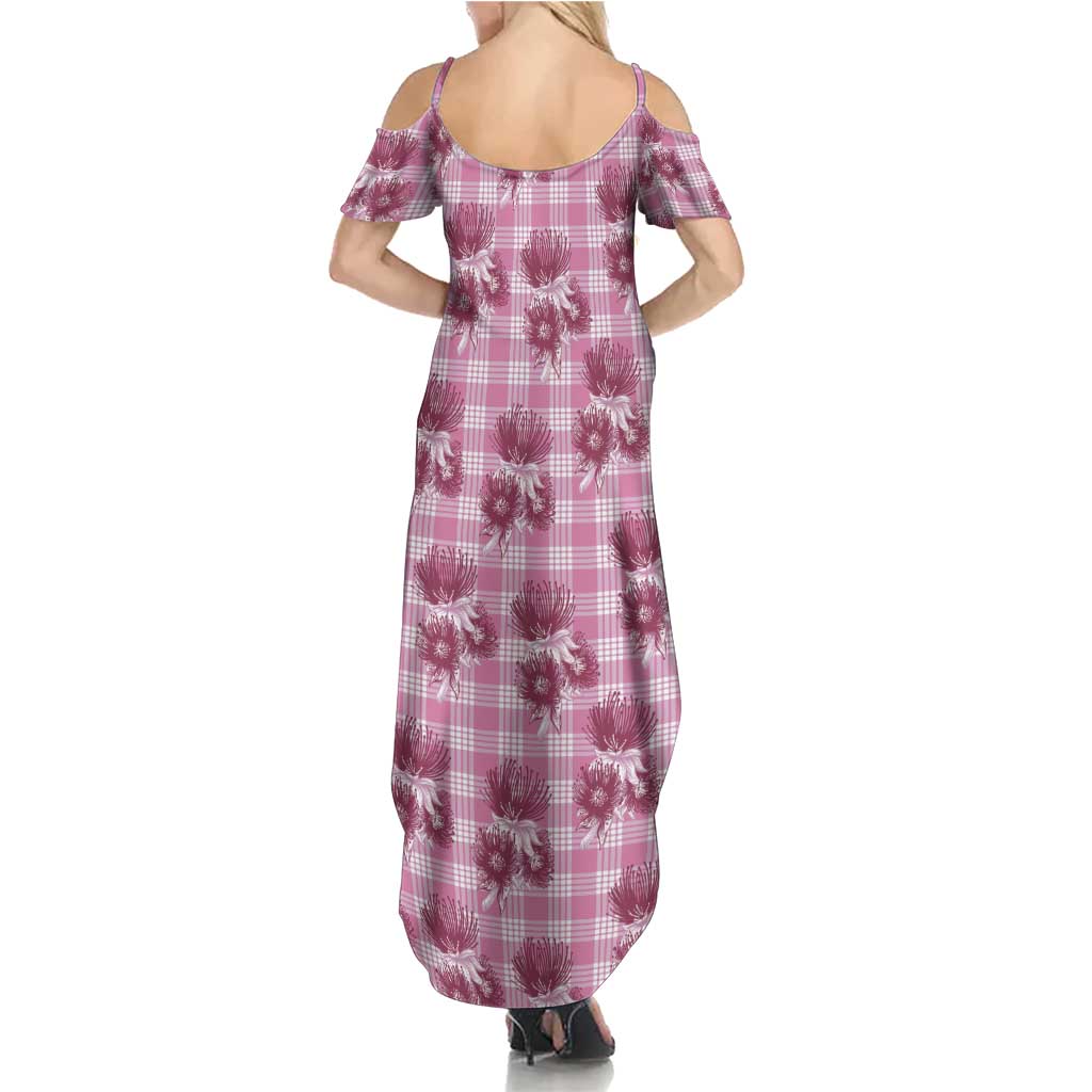 Pink Palaka Hawaii Family Matching Summer Maxi Dress and Hawaiian Shirt Hawaiian Lehua Blossoms LT05 - Polynesian Pride