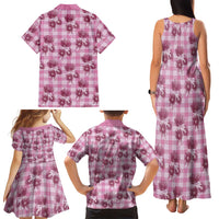 Pink Palaka Hawaii Family Matching Tank Maxi Dress and Hawaiian Shirt Hawaiian Lehua Blossoms LT05 - Polynesian Pride