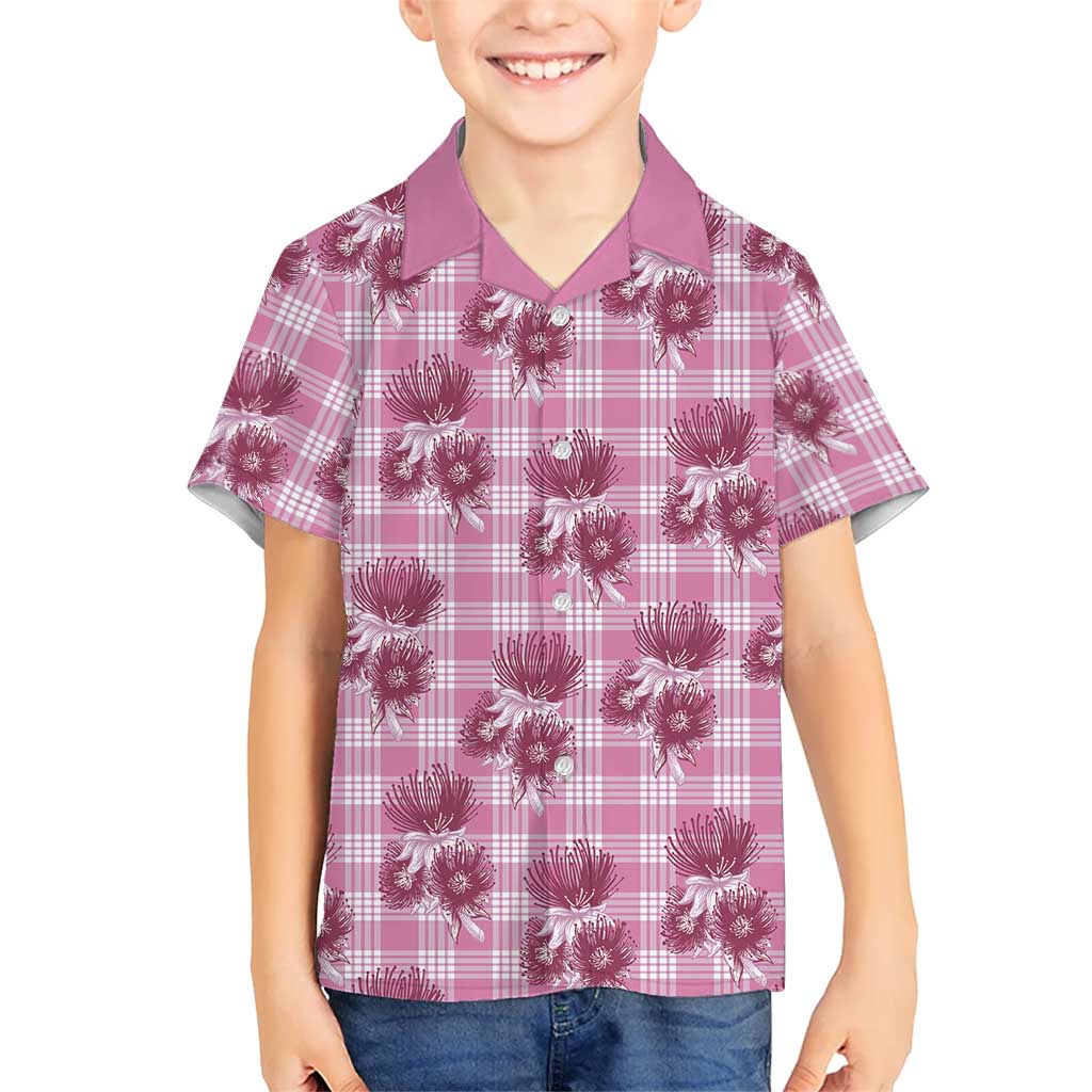 Pink Palaka Hawaii Hawaiian Shirt Hawaiian Lehua Blossoms