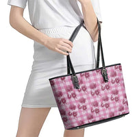 Pink Palaka Hawaii Leather Tote Bag Hawaiian Lehua Blossoms