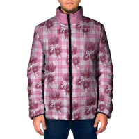 Pink Palaka Hawaii Padded Jacket Hawaiian Lehua Blossoms