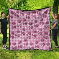 Pink Palaka Hawaii Quilt Hawaiian Lehua Blossoms