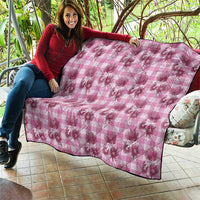 Pink Palaka Hawaii Quilt Hawaiian Lehua Blossoms