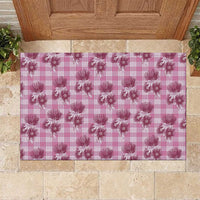 Pink Palaka Hawaii Rubber Doormat Hawaiian Lehua Blossoms