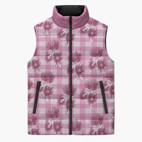 Pink Palaka Hawaii Sleeveless Puffer Jacket Hawaiian Lehua Blossoms