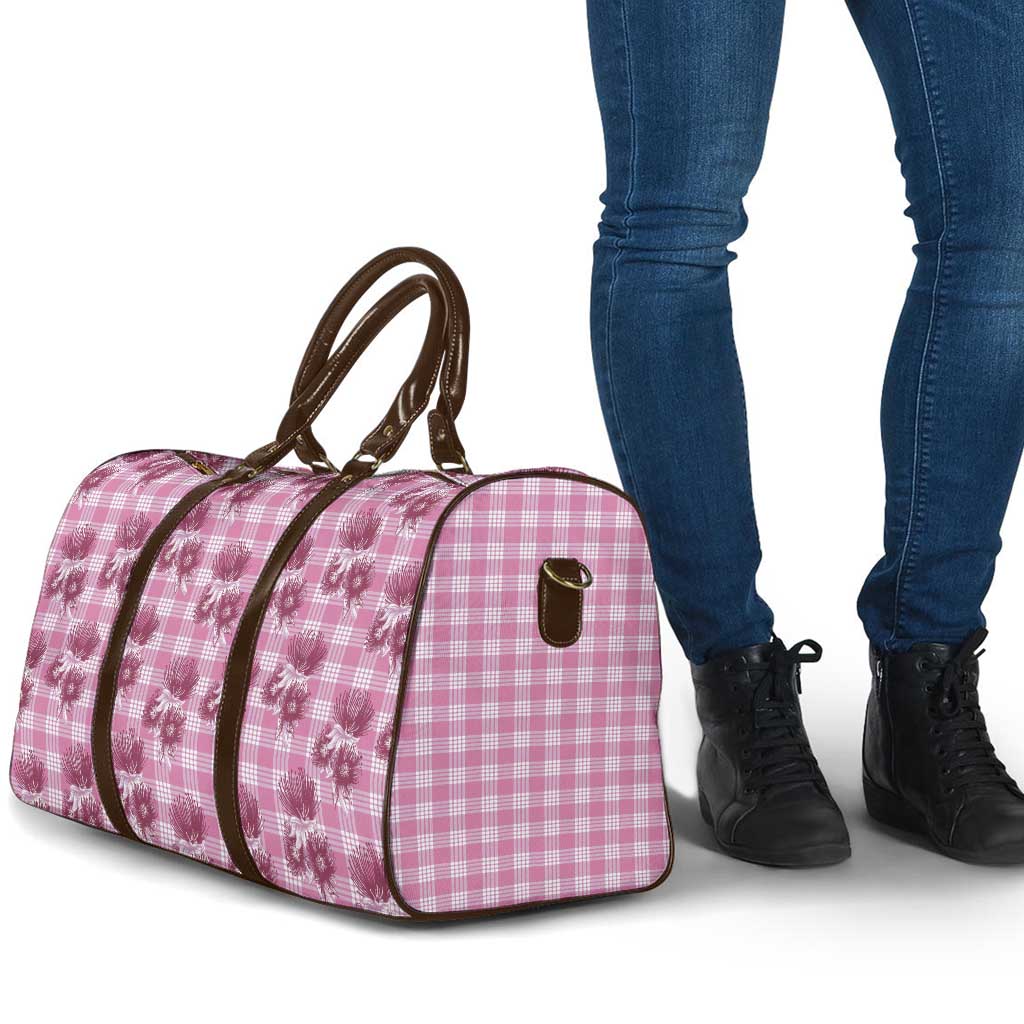 Pink Palaka Hawaii Travel Bag Hawaiian Lehua Blossoms