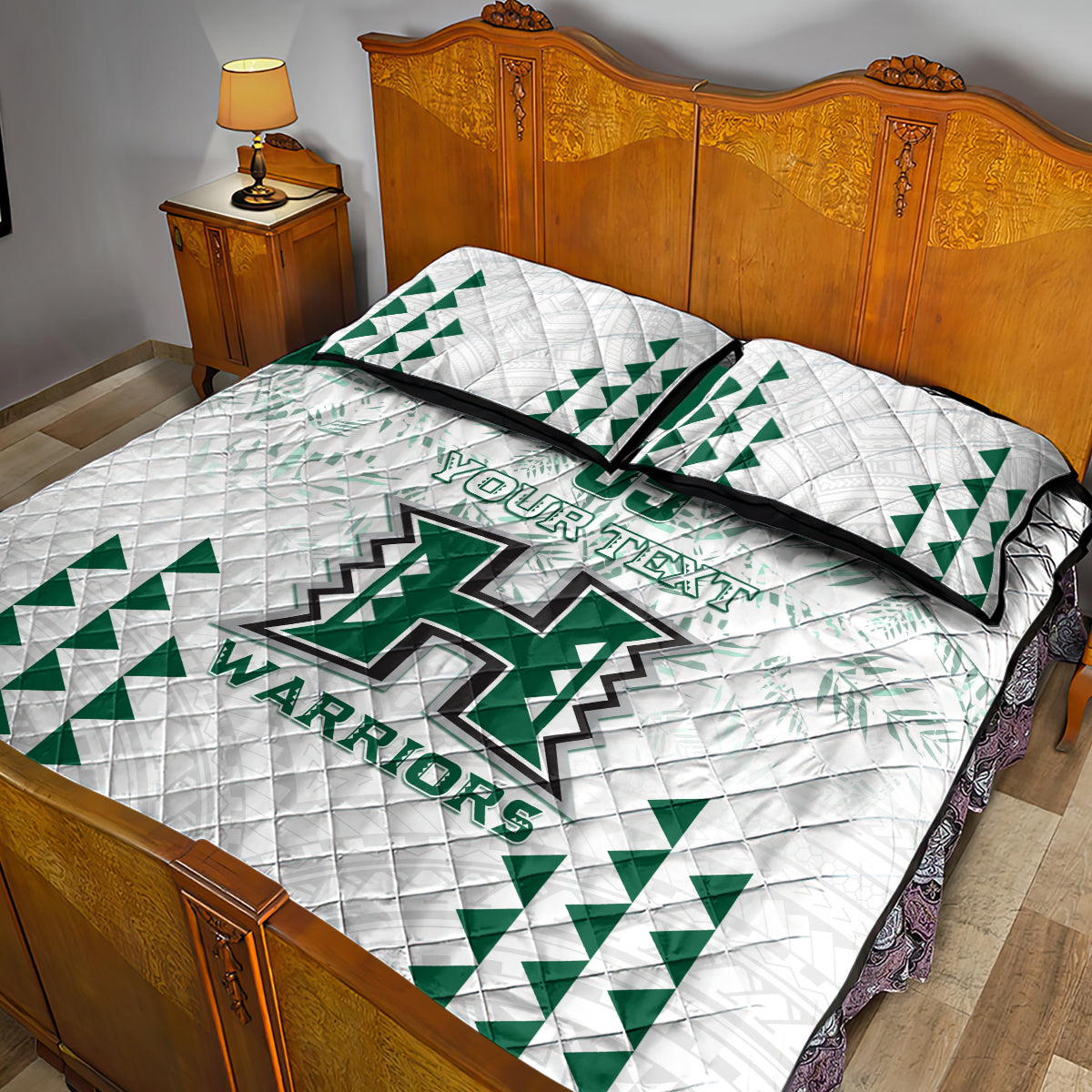 Custom Hawaii Football Quilt Bed Set Rainbow Warriors Kakau Pattern LT05 - Polynesian Pride