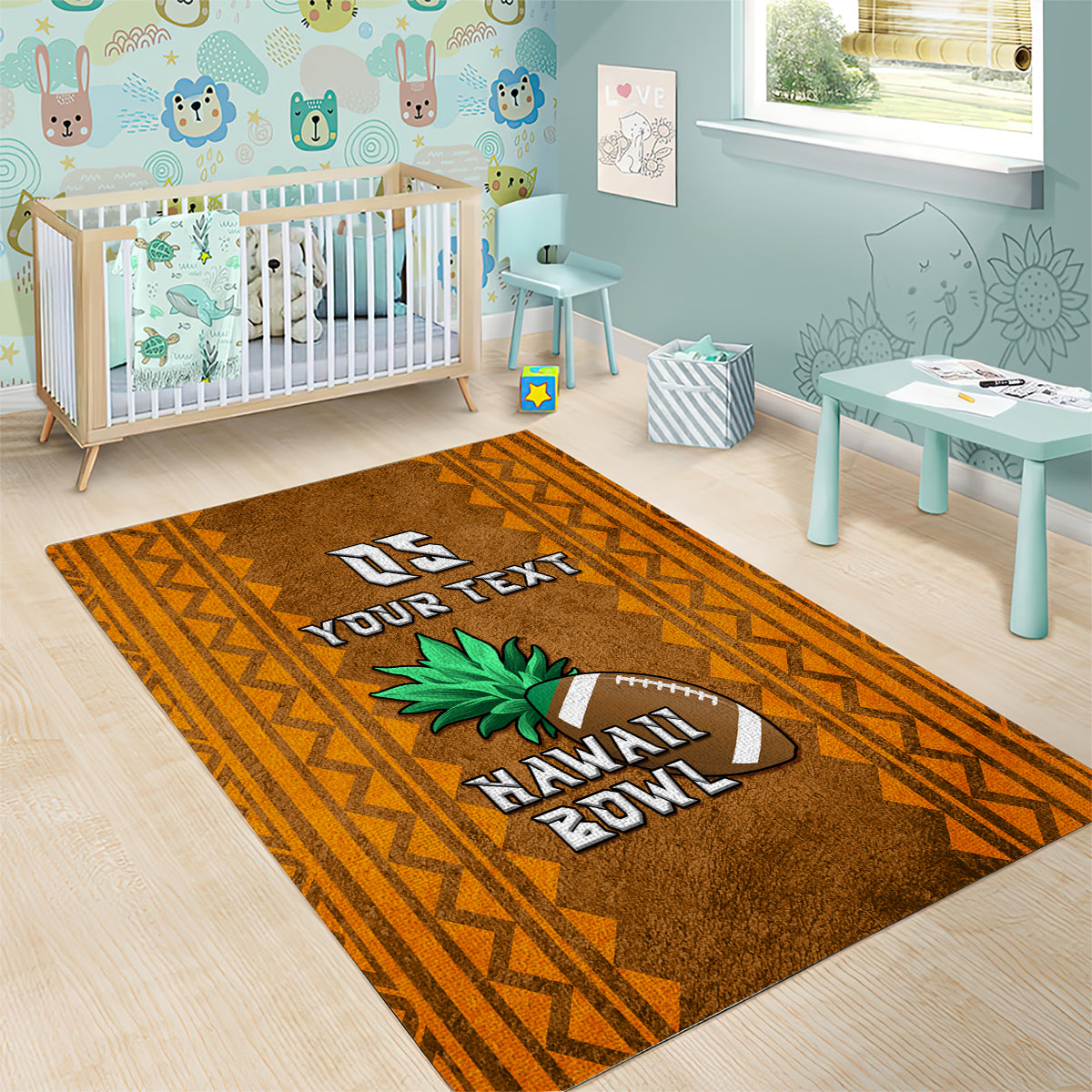 Custom Hawaii Honolulu Football Bowl Area Rug Simple Style LT05 - Polynesian Pride