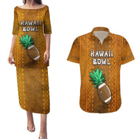 Custom Hawaii Honolulu Football Bowl Couples Matching Puletasi and Hawaiian Shirt Simple Style LT05 Brown - Polynesian Pride