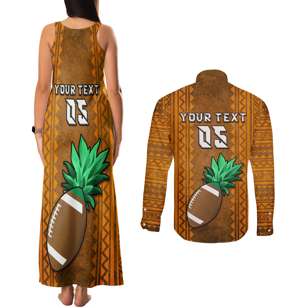 Custom Hawaii Honolulu Football Bowl Couples Matching Tank Maxi Dress and Long Sleeve Button Shirt Simple Style LT05 - Polynesian Pride