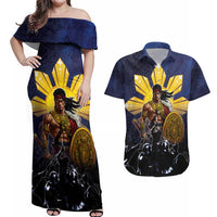Philippines The First Hero Couples Matching Off Shoulder Maxi Dress and Hawaiian Shirt Lapu Lapu Know Your Roots LT05 Navy - Polynesian Pride