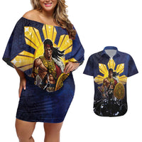 Philippines The First Hero Couples Matching Off Shoulder Short Dress and Hawaiian Shirt Lapu Lapu Know Your Roots
